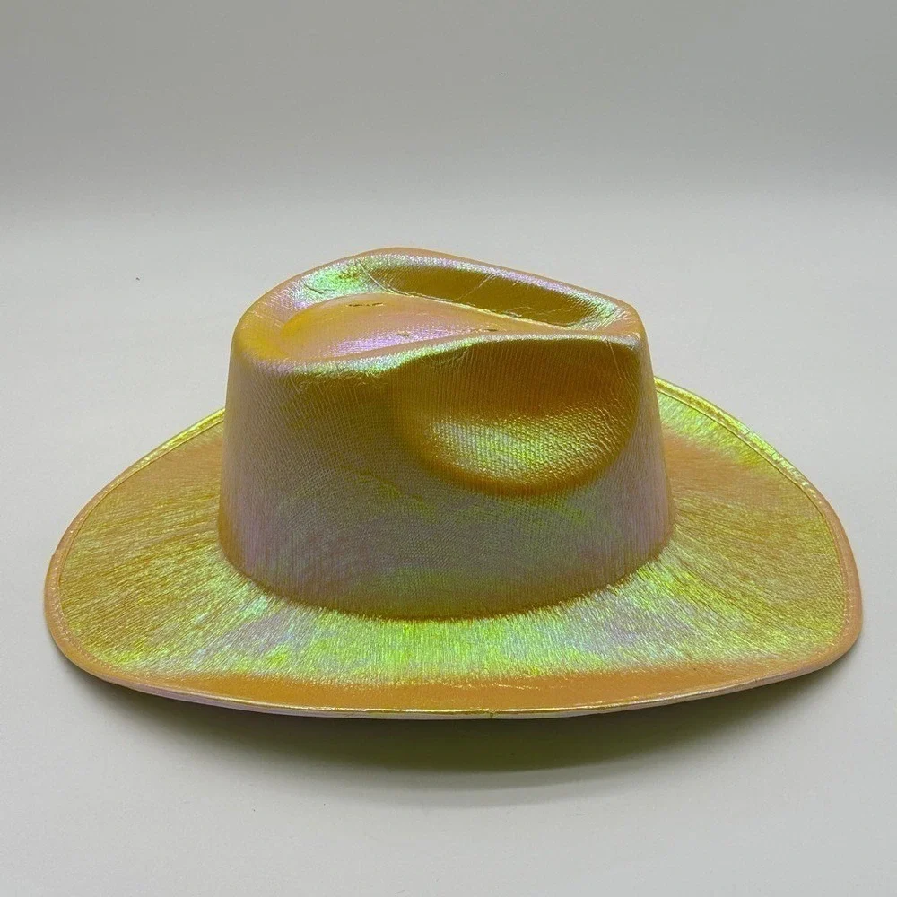Iridescent Gold Holographic Cowboy Hat‎ Space Disco Festival Western Party